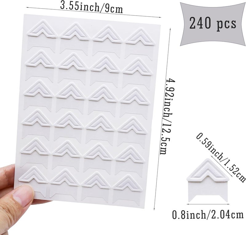 Drokenle 240 Pieces Photo Corners Self Adhesive Photo Corner Stickers, Picture Mounting Corners Acid Free Photo Corner for DIY Scrapbook, Album, Picture Frames, Journal Supplies (White) - Image 2